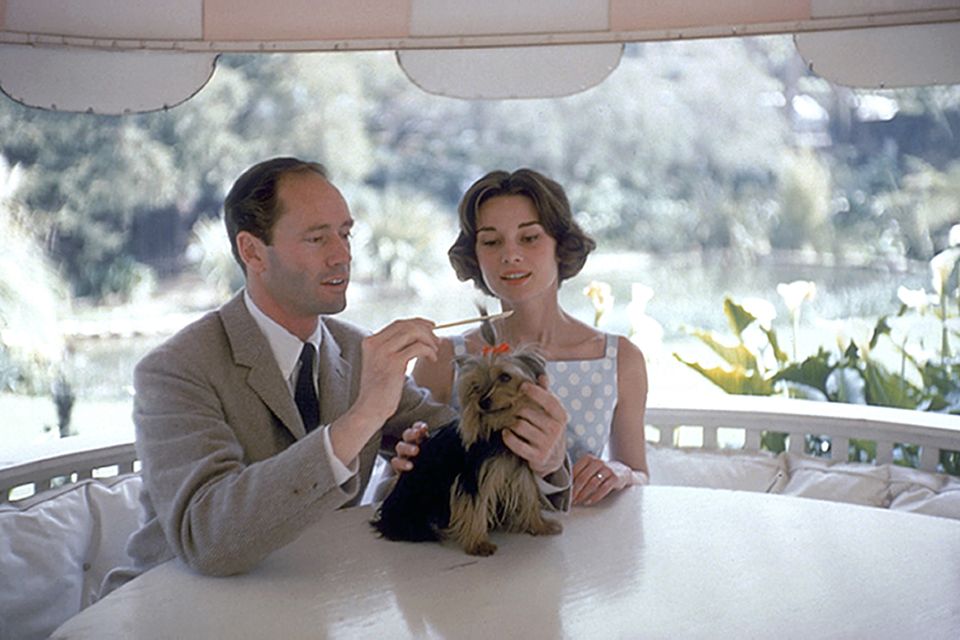 Audrey Hepburn and husband Mel Ferrer at the Bel Air Hotel, LA, in March 1957. Photo: Getty